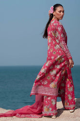 3-PC Unstitched Embroidered Soft Prints By Afrozeh | Pink Ruby